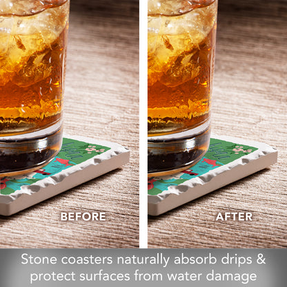 Thirstystone Michigan Home State 4 Pack Tumbled Tile Stone Coasters  4" Square Manufactured in the USA