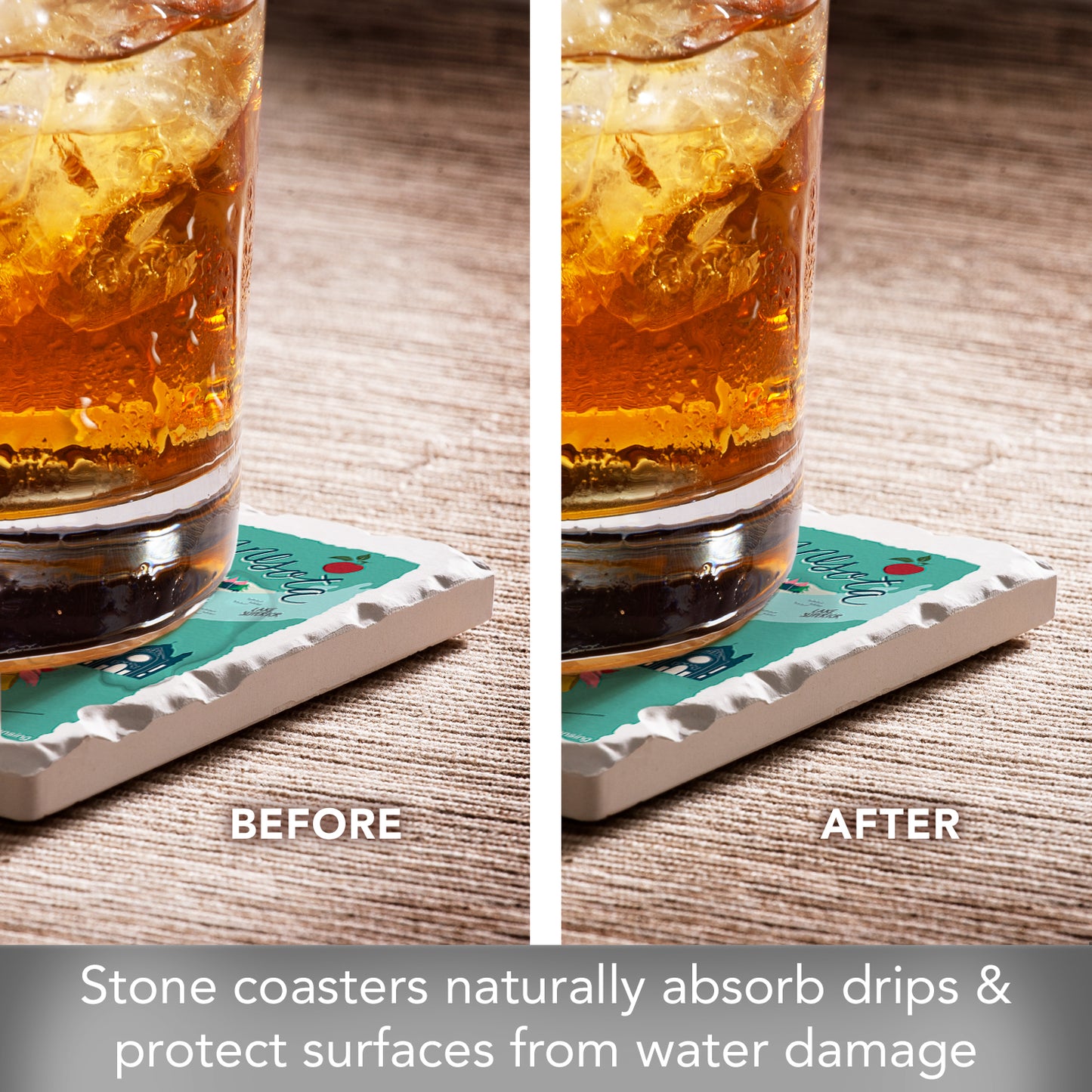 Thirstystone Minnesota Home State 4 Pack Tumbled Tile Stone Coasters 4" Square Manufactured in the USA