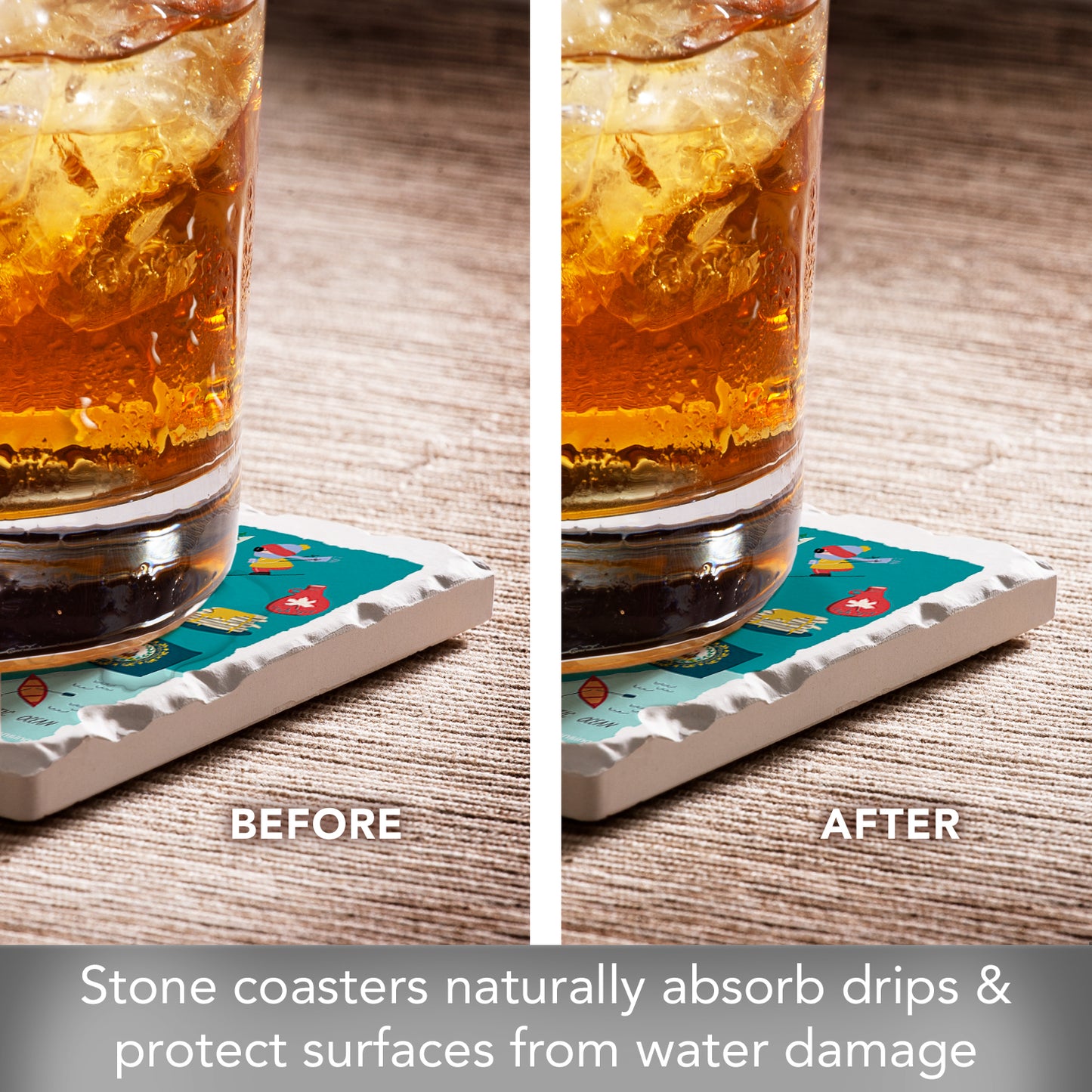 Thirstystone New Hampshire Home State 4 Pack Tumbled Tile Stone Coasters 4" Square Manufactured in the USA