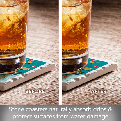 Thirstystone New Hampshire Home State 4 Pack Tumbled Tile Stone Coasters 4" Square Manufactured in the USA
