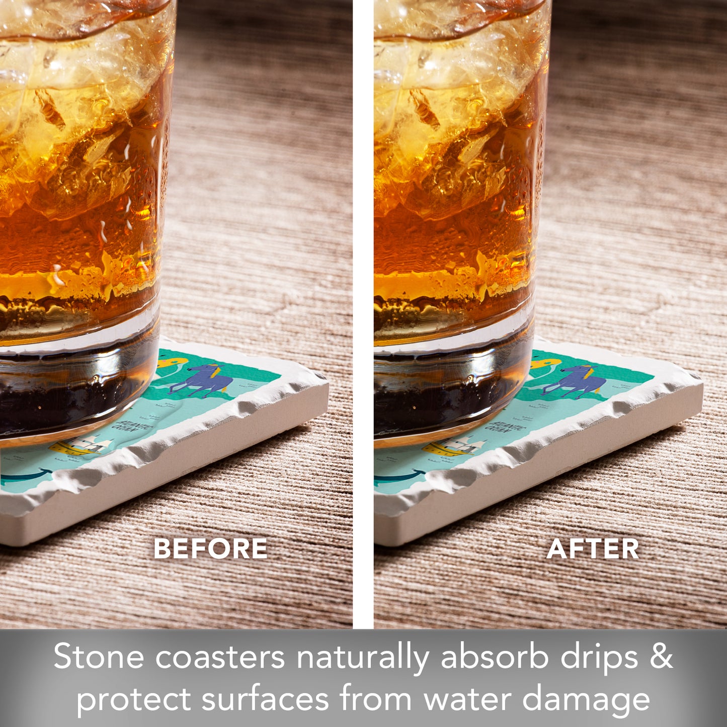 Thirstystone New Jersey Home State 4 Pack Tumbled Tile Stone Coasters 4" Square Manufactured in the USA