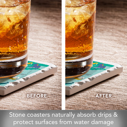 Thirstystone New Jersey Home State 4 Pack Tumbled Tile Stone Coasters 4" Square Manufactured in the USA