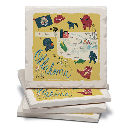Thirstystone Oklahoma Home State 4 Pack Tumbled Tile Stone Coasters 4" Square Manufactured in the USA