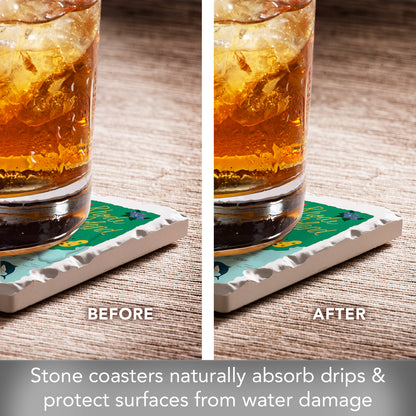 Thirstystone Rhode Island Home State 4 Pack Tumbled Tile Stone Coasters 4" Square Manufactured in the USA
