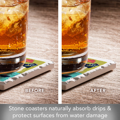 Thirstystone Texas Home State 4 Pack Tumbled Tile Stone Coasters 4" Square Manufactured in the USA