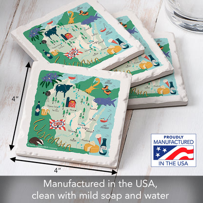 Thirstystone Wisconsin Home State 4 Pack Tumbled Tile Stone Coasters 4" Square Manufactured in the USA