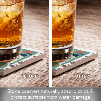 Thirstystone South Dakota Home State 4 Pack Tumbled Tile Stone Coasters 4" Square Manufactured in the USA