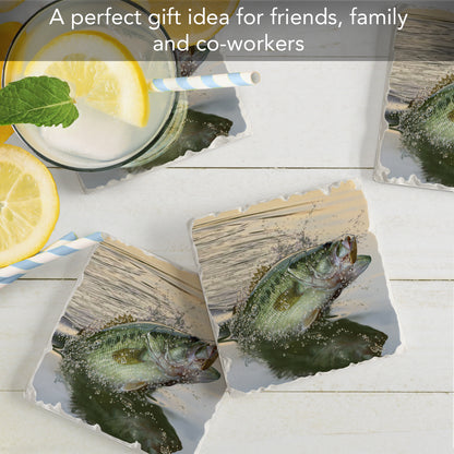 Thirstystone Bass Eruption 4-Pack Tumbled Tile Stone Coasters 4" Square Manufactured in the USA