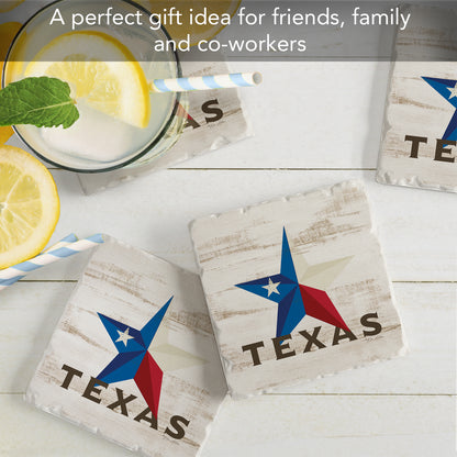 Thirstystone Texas Star 4 Pack Tumbled Tile Stone Coasters 4" Square Manufactured in The USA