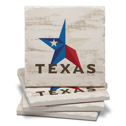Thirstystone Texas Star 4 Pack Tumbled Tile Stone Coasters 4" Square Manufactured in The USA