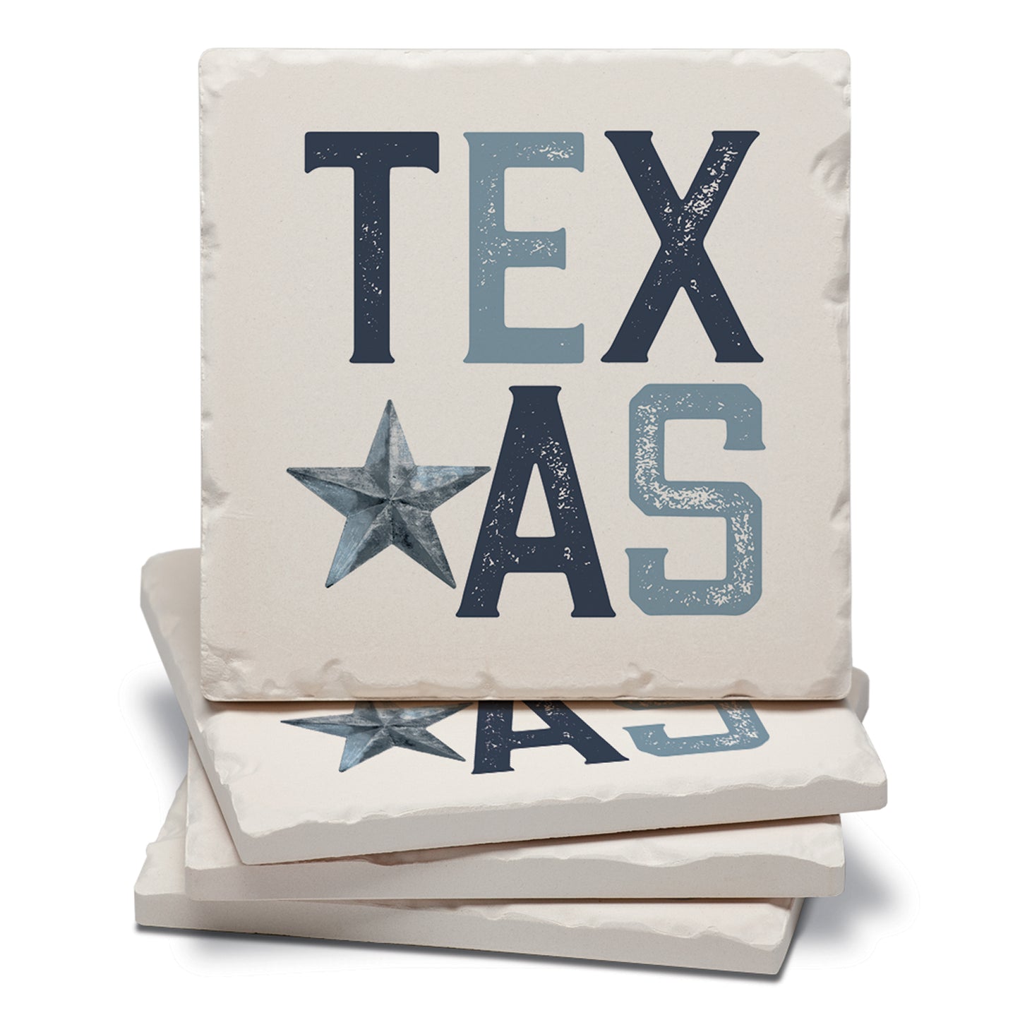 Thirstystone Patriotic Texas 4-Pack Tumbled Tile Stone Coasters 4" Square Manufactured in the USA