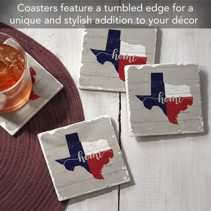 Thirstystone Texas Flag Home 4 Pack Tumbled Tile Stone Coasters 4" Square Manufactured in the USA