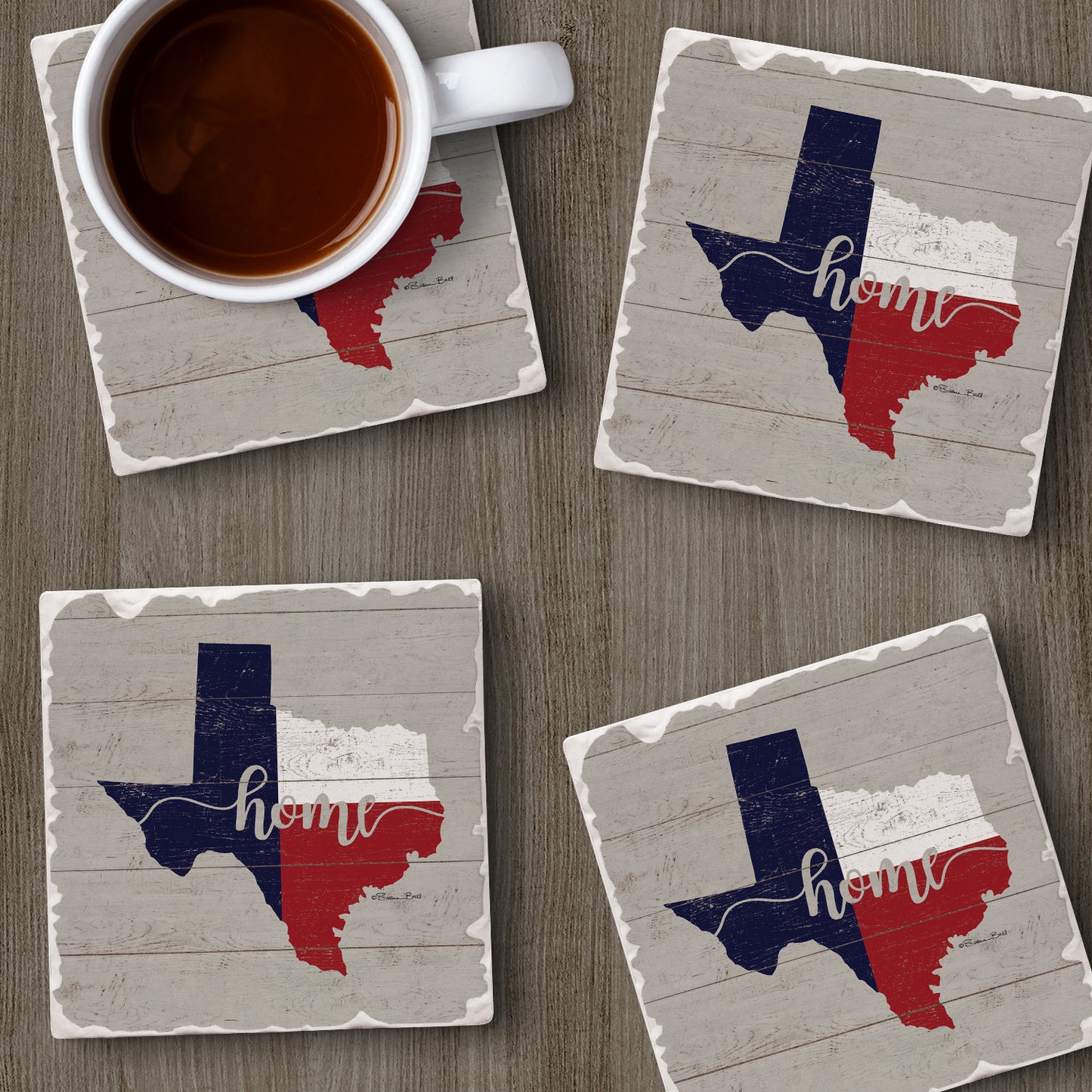 Thirstystone Texas Flag Home 4 Pack Tumbled Tile Stone Coasters 4" Square Manufactured in the USA