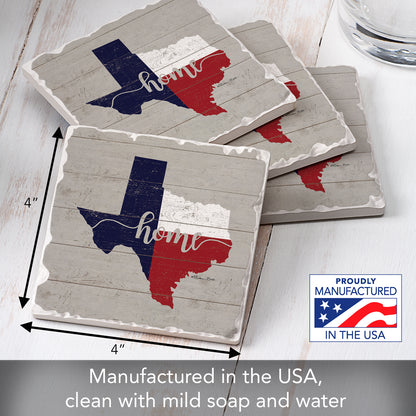 Thirstystone Texas Flag Home 4 Pack Tumbled Tile Stone Coasters 4" Square Manufactured in the USA