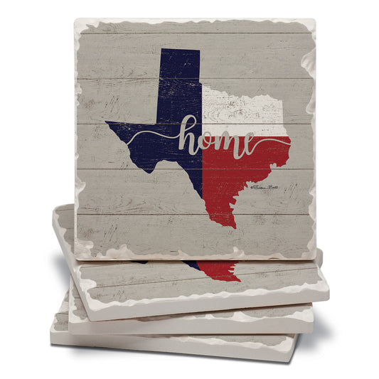 Thirstystone Texas Flag Home 4 Pack Tumbled Tile Stone Coasters 4" Square Manufactured in the USA