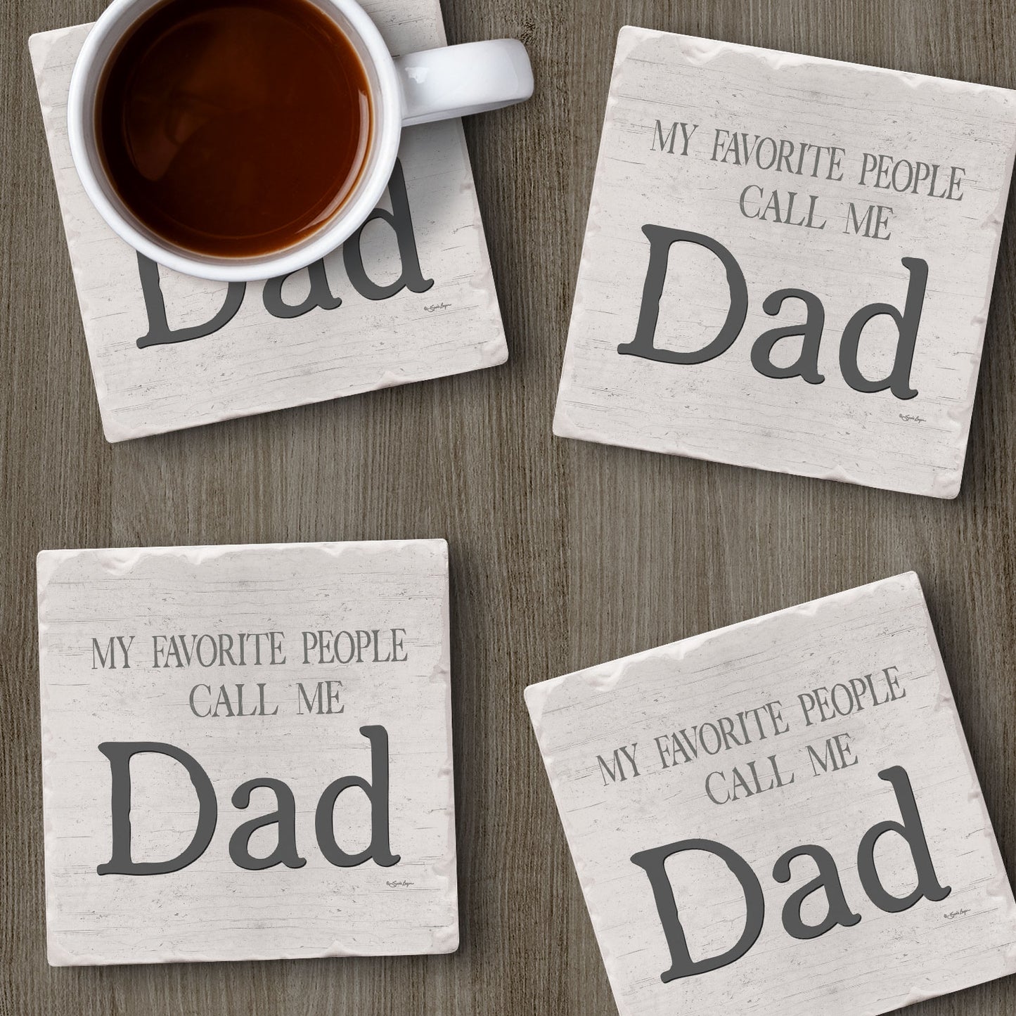 Thirstystone Dad Favorite 4 Pack Tumbled Tile Stone Coasters with Protective Cork Backing 4" Square Manufactured in the USA