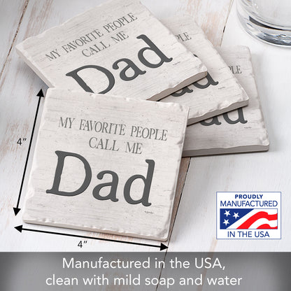 Thirstystone Dad Favorite 4 Pack Tumbled Tile Stone Coasters with Protective Cork Backing 4" Square Manufactured in the USA