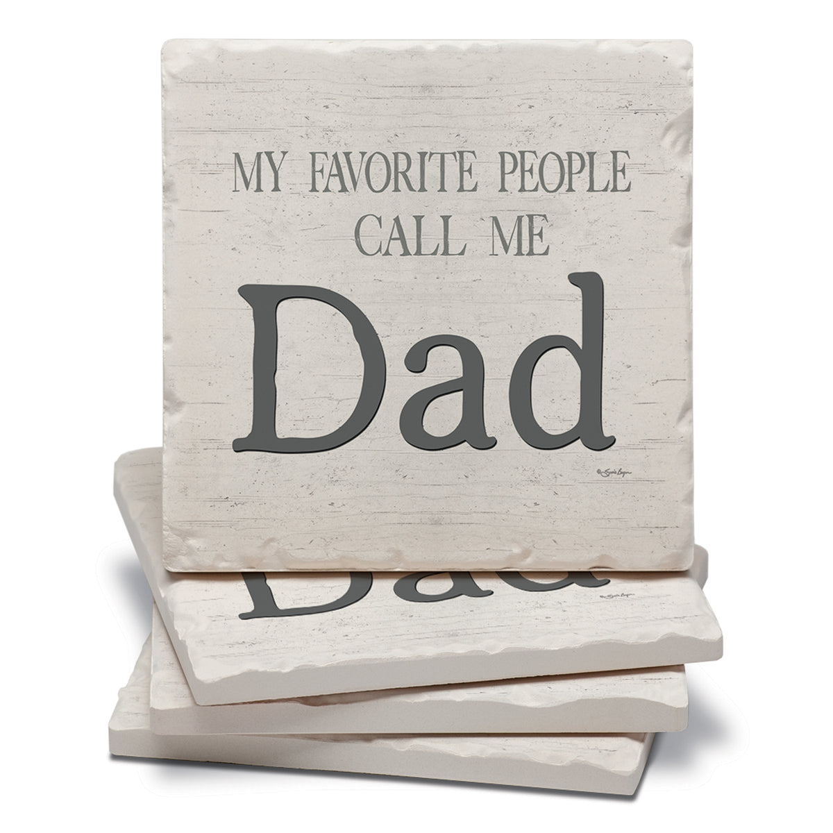 Thirstystone Dad Favorite 4 Pack Tumbled Tile Stone Coasters with Protective Cork Backing 4" Square Manufactured in the USA