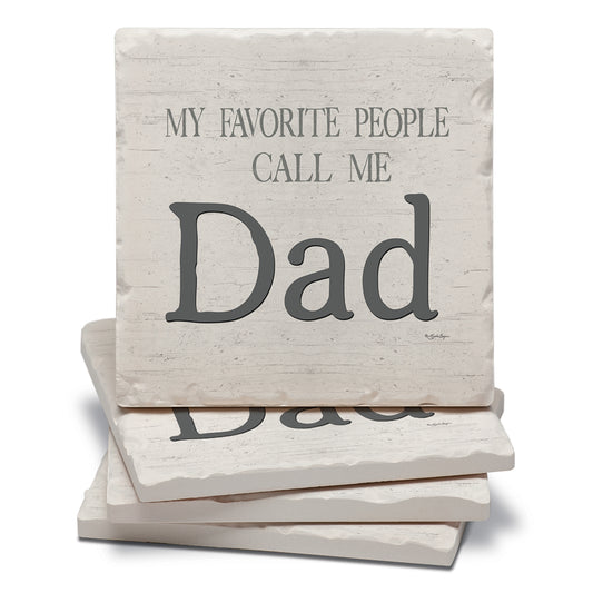 Thirstystone Dad Favorite 4 Pack Tumbled Tile Stone Coasters with Protective Cork Backing 4" Square Manufactured in the USA