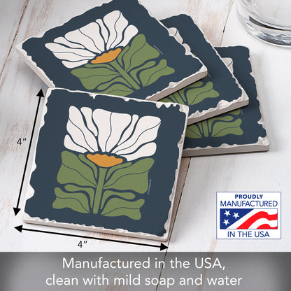 Thirstystone Bohemian Floral 4 Pack Tumbled Tile Stone Coasters 4" Square Manufactured in the USA