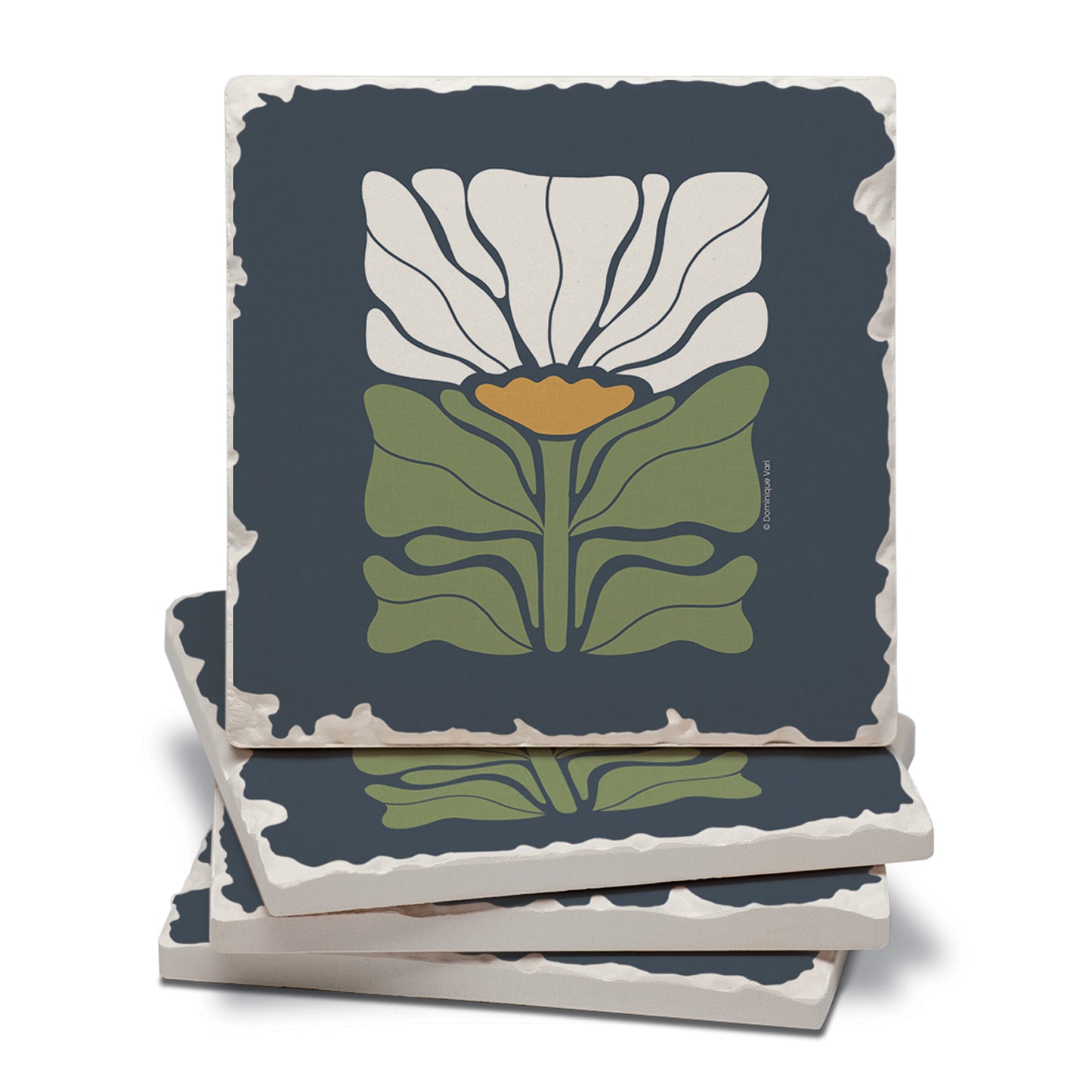 Thirstystone Bohemian Floral 4 Pack Tumbled Tile Stone Coasters 4" Square Manufactured in the USA