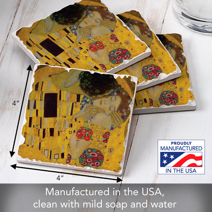 Thirstystone The Kiss 4 Pack Tumbled Tile Stone Coasters 4" Square Manufactured in the USA
