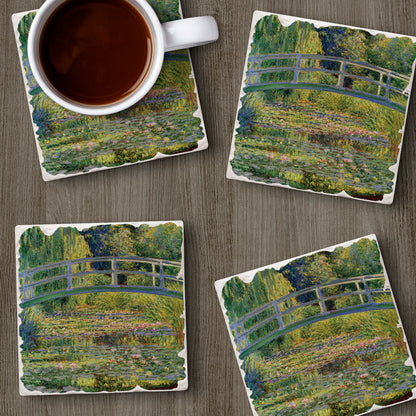 Thirstystone Footbridge 4 Pack Tumbled Tile Stone Coasters 4" Square Manufactured in the USA