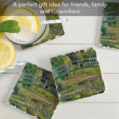 Thirstystone Footbridge 4 Pack Tumbled Tile Stone Coasters 4" Square Manufactured in the USA