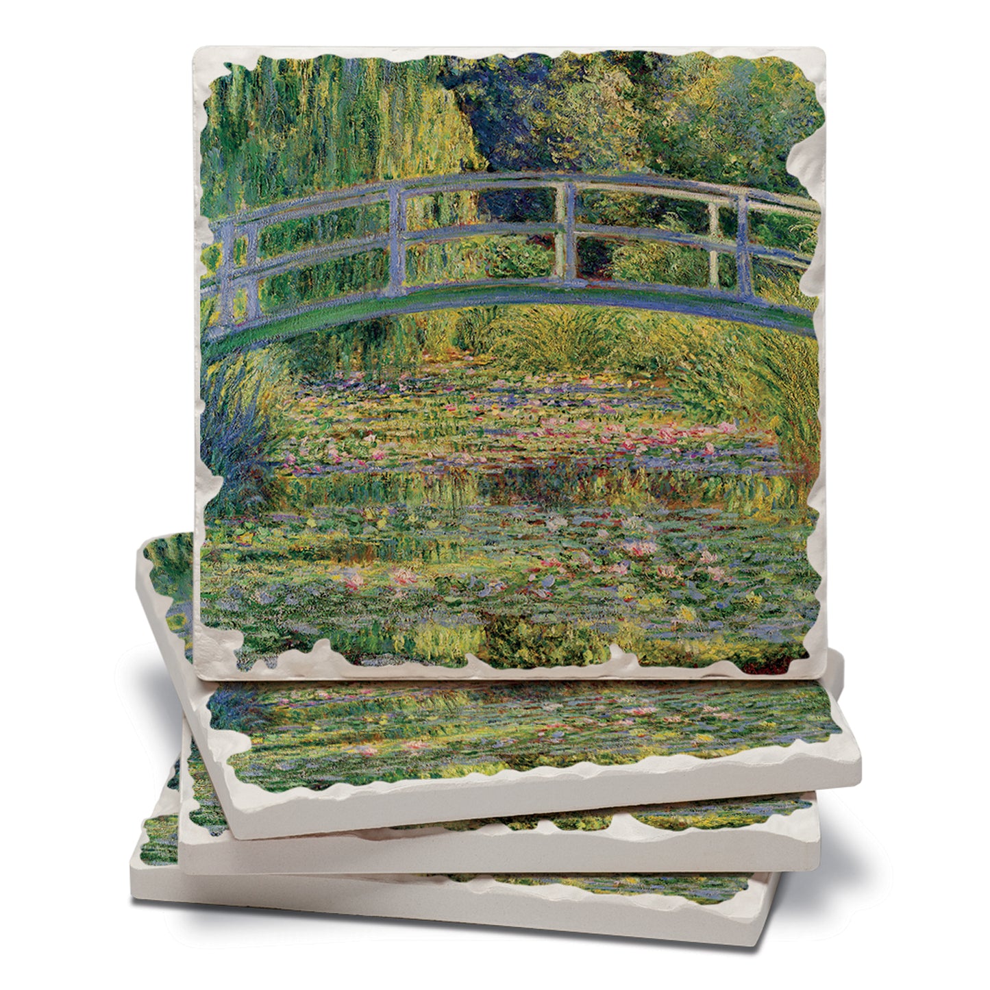 Thirstystone Footbridge 4 Pack Tumbled Tile Stone Coasters 4" Square Manufactured in the USA