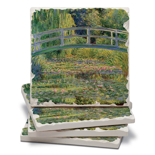 Thirstystone Footbridge 4 Pack Tumbled Tile Stone Coasters 4" Square Manufactured in the USA