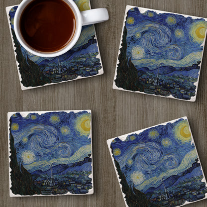 Thirstystone Starry Night 4 Pack Tumbled Tile Stone Coasters 4" Square Manufactured in the USA