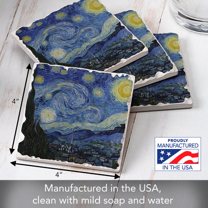 Thirstystone Starry Night 4 Pack Tumbled Tile Stone Coasters 4" Square Manufactured in the USA