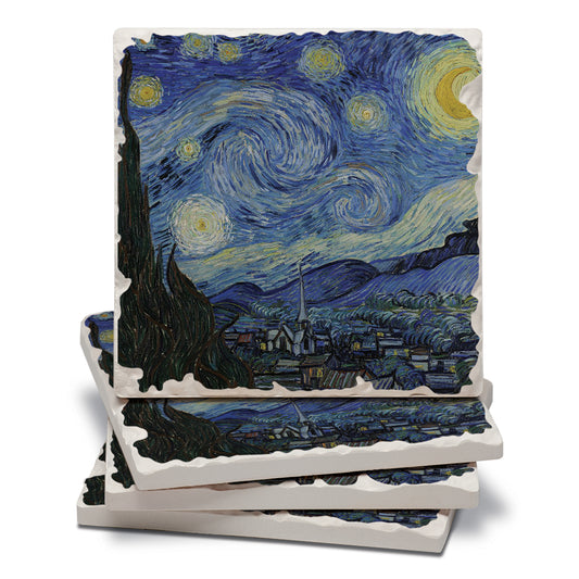 Thirstystone Starry Night 4 Pack Tumbled Tile Stone Coasters 4" Square Manufactured in the USA