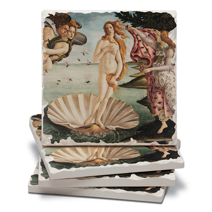 Thirstystone Birth of Venus 4 Pack Tumbled Tile Stone Coasters 4" Square Manufactured in the USA