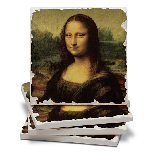 Thirstystone Mona Lisa 4 Pack Tumbled Tile Stone Coasters 4" Square Manufactured in the USA