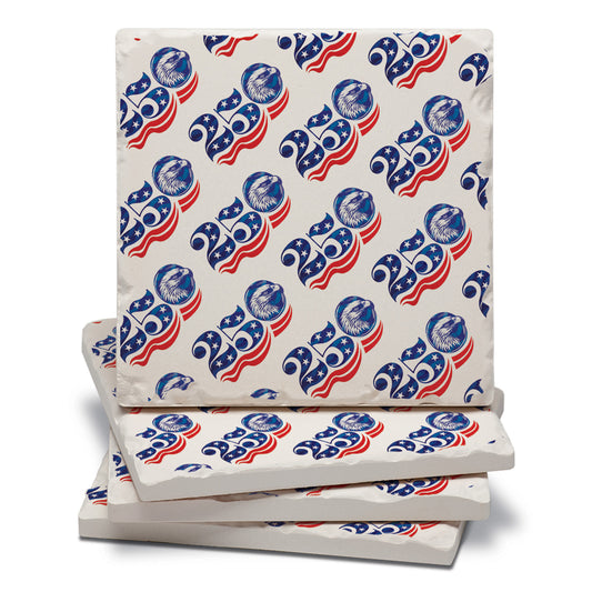 Thirstystone Celebrate 250 Years 4 Pack Tumbled Tile Stone Coasters with Protective Cork Backing 4" Square