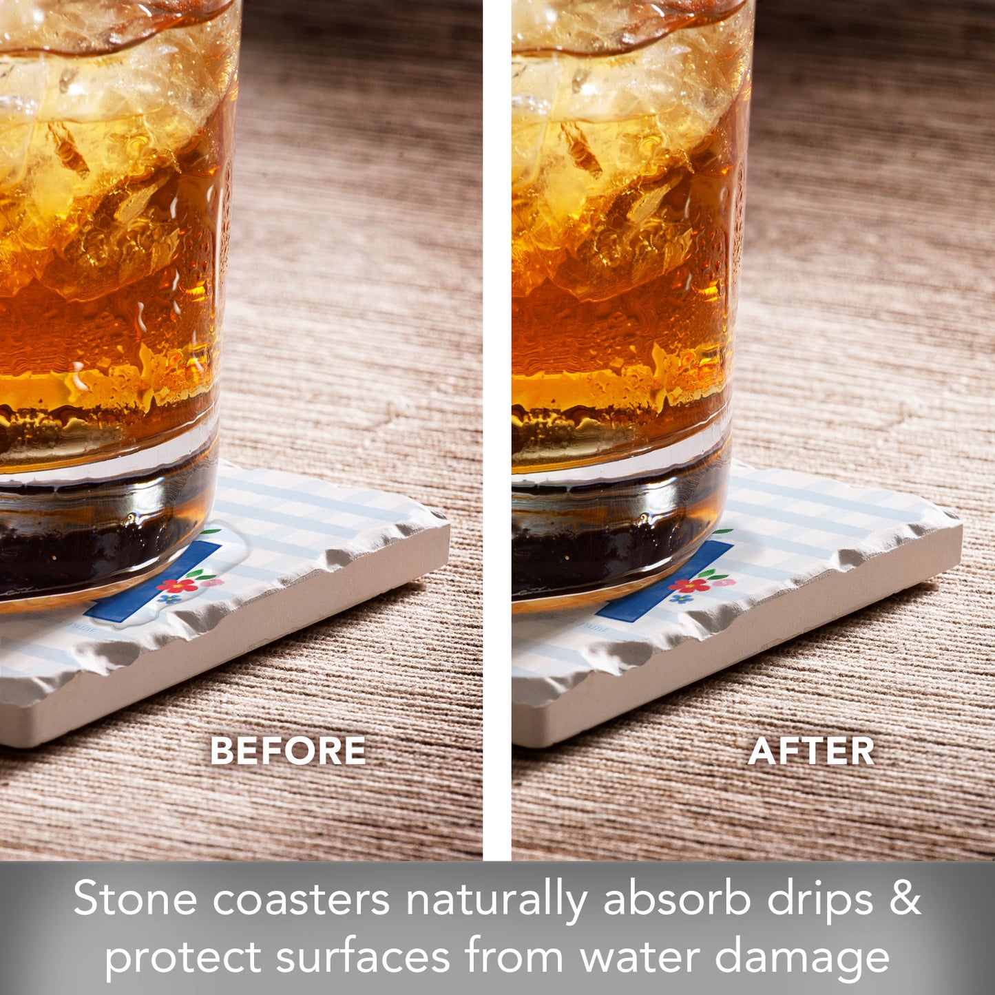 Thirstystone USA Gingham 4 Pack Tumbled Tile Coasters 4" Square