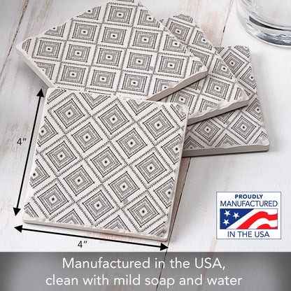 Thirstystone Botanical Farmhouse 4 Pack Tumbled Tile Stone Coasters 4" Square Manufactured in the USA