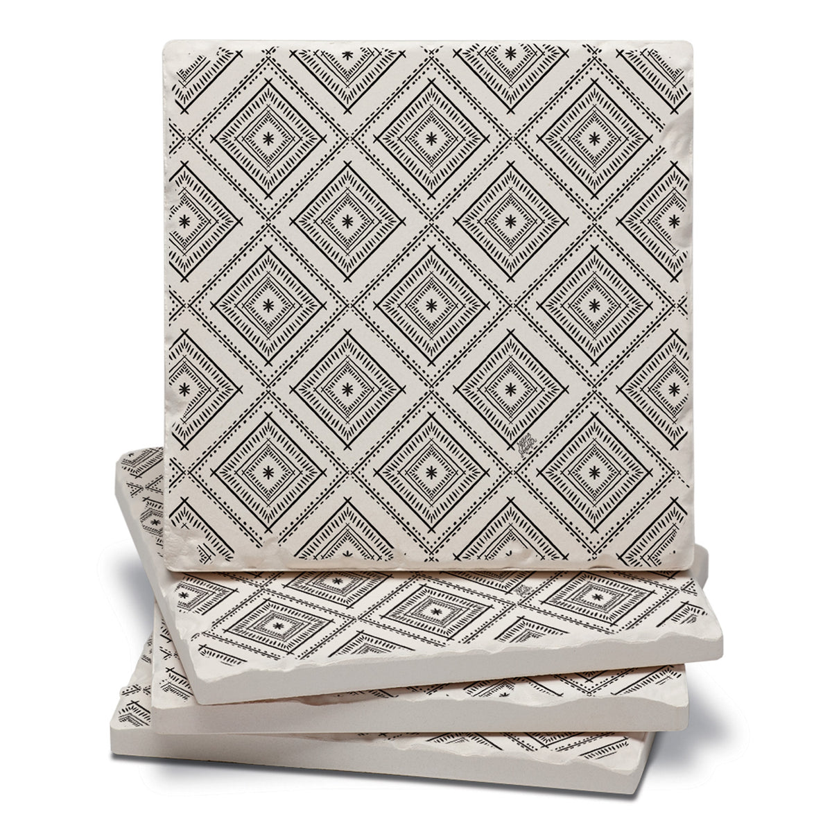Thirstystone Botanical Farmhouse 4 Pack Tumbled Tile Stone Coasters 4" Square Manufactured in the USA