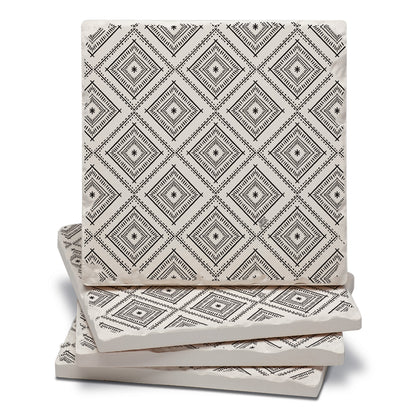 Thirstystone Botanical Farmhouse 4 Pack Tumbled Tile Stone Coasters 4" Square Manufactured in the USA