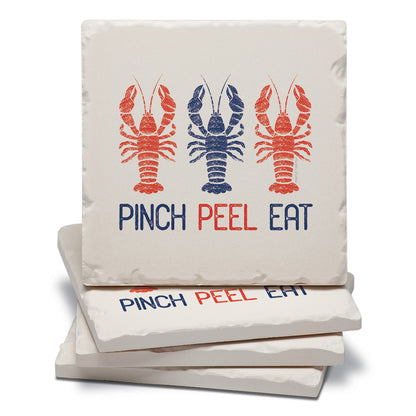Thirstystone Pinch Peel Eat 4 Pack Tumbled Tile Stone Coasters 4" Square Manufactured in the USA