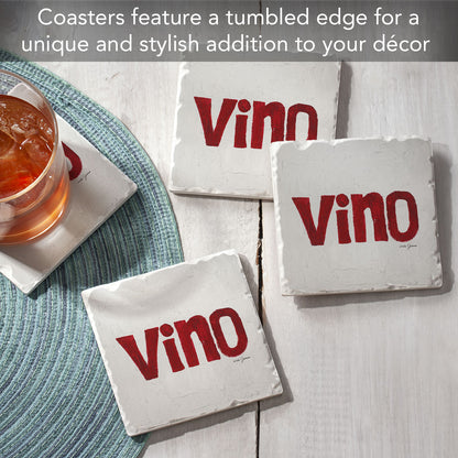 Thirstystone Vino 4 Pack Tumbled Tile Stone Coasters 4" Square Manufactured in the USA