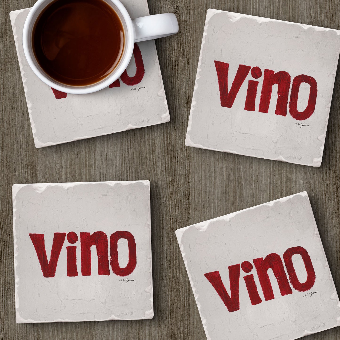 Thirstystone Vino 4 Pack Tumbled Tile Stone Coasters 4" Square Manufactured in the USA