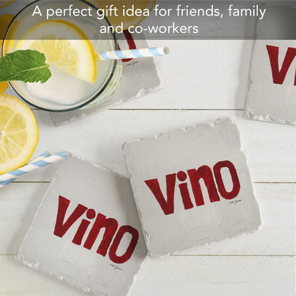 Thirstystone Vino 4 Pack Tumbled Tile Stone Coasters 4" Square Manufactured in the USA