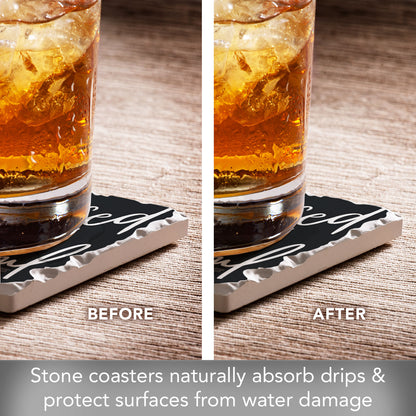 Thirstystone Blessed & Grateful 4 Pack Tumbled Tile Stone Coasters 4" Square Manufactured in the USA