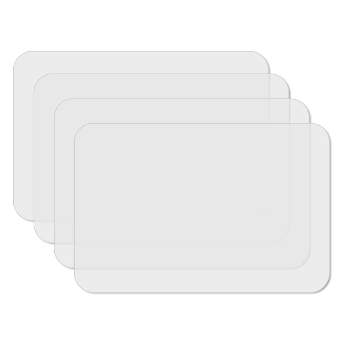 CounterArt Transparent 4 Pack Transparent Easy Care Flexible Plastic Placemats Made in The USA BPA Free, Easily Wipes Clean
