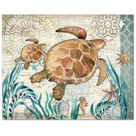CounterArt Monterey Bay Turtle 3mm Tempered Glass Cutting Board 15" x 12" Manufactured in the USA