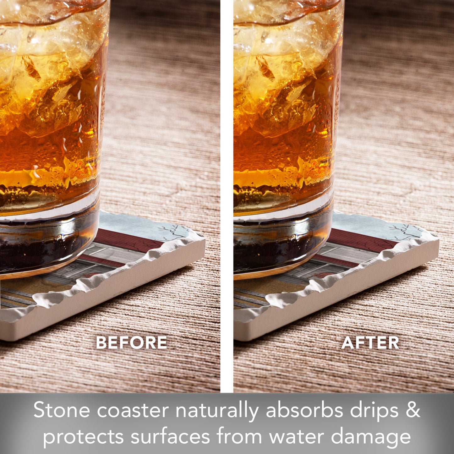 Thirstystone Family Farm Single Tumbled Tile Stone Coaster with Protective Cork Backing Manufactured in The USA 4" Square, Artistic, Easily Wipes Clean