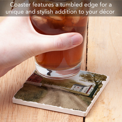 Thirstystone Homestead Single Tumbled Tile Stone Coaster with Protective Cork Backing Manufactured in The USA 4" Square, Artistic, Easily Wipes Clean