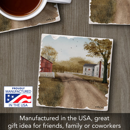 Thirstystone Homestead Single Tumbled Tile Stone Coaster with Protective Cork Backing Manufactured in The USA 4" Square, Artistic, Easily Wipes Clean